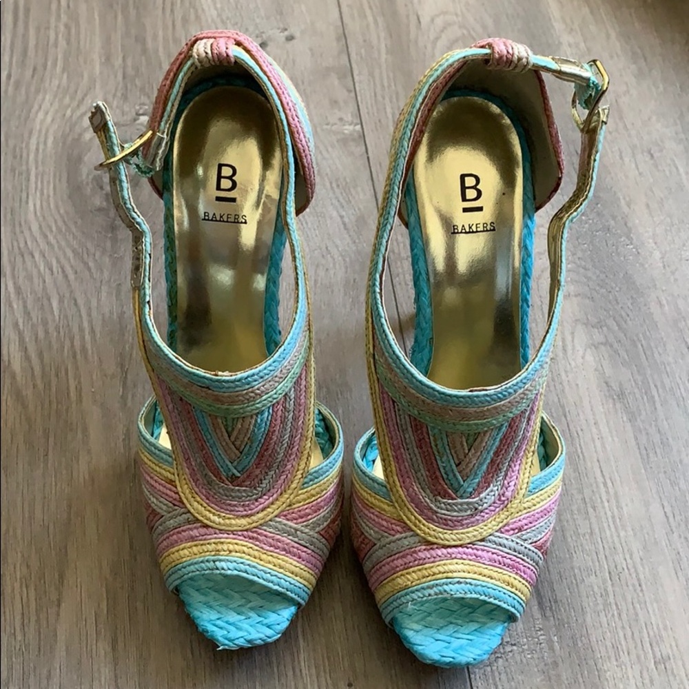 Multi color macramé heels mint use